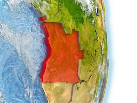 Angola in red on Earth Stock Illustration
