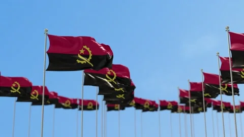 Angola  Row Of Flags Animation Video stock 148615252