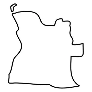 Angola - solid black outline border map of country area. Simple flat vector Stock Illustration