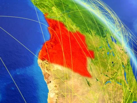 Angola from space with network Stock Illustration
