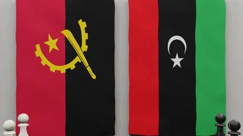 Angola vs Libya on the chessboard Stock Footage 202135108