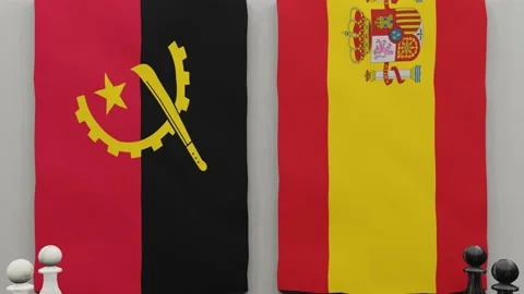 Angola vs Spain on the chessboard Stock Footage 202135183