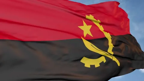 Angolan flag, black and red. state symbol logo Stock Footage 92392859