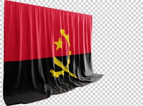 Angolan Flag Curtain in 3D Rendering Angolan Spirit Unfolded Stock-Illustration