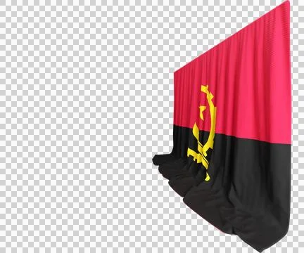 Angolan Flag Curtain in 3D Rendering Angolan Spirit Unfolded Stock Illustration