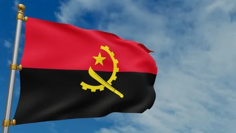 Angolan flag fluttering in the wind Stock Footage 255675807