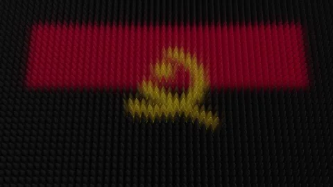 Angolan Flag Light Shining on Scrolling Bullets Stock Footage 280562548