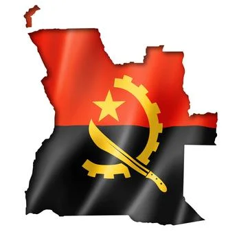 Angolan flag map Angola flag map, three dimensional render, isolated on wh... Stock Photos