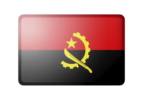 The Angolan flag. Rectangular matte icon. Isolated on white background Stock Illustration