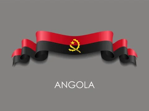 Angolan flag wavy ribbon background. Vector illustration. Stock Illustration