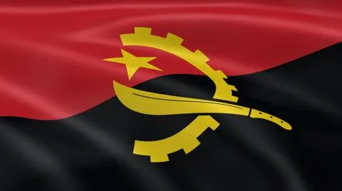 Angolan flag in the wind Stock Photos