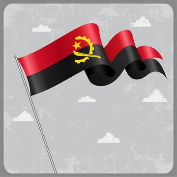 Angolan wavy flag. Vector illustration Stock Illustration