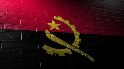 Angola's national flag painted on bricks Stock-Illustration