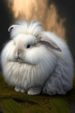 Angora rabbit on grass Illustrazione stock