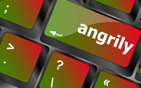 Angrily Button on Modern Computer Keyboard key Stock Illustration