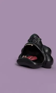 Angry 3d king kong isolated on pink background Stock Illustration
