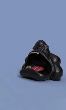 Angry 3d monkey isolated on blue background Stock Illustration