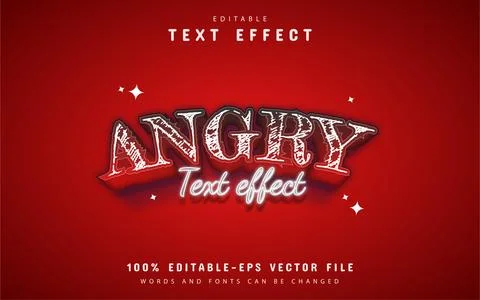 Angry 3d red gradient style text effect Stock Illustration