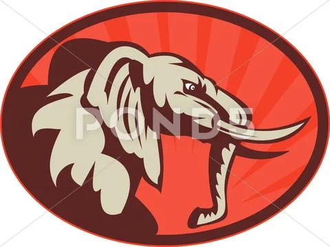 Angry african elephant bull side view Stock Illustration