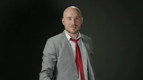 Angry Aggressive bald man showing Fuck you sign, the middle finger. The middle Stock Footage 72107246