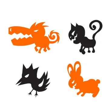Angry animals, silhouette Stock Illustration