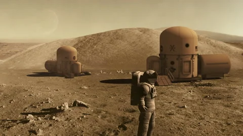 Angry astronaut on mars planet Stock Footage 68499657