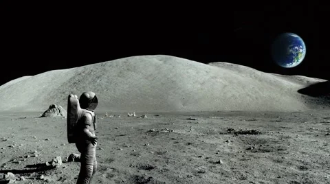 Angry astronaut on the moon Stock Footage 51817090