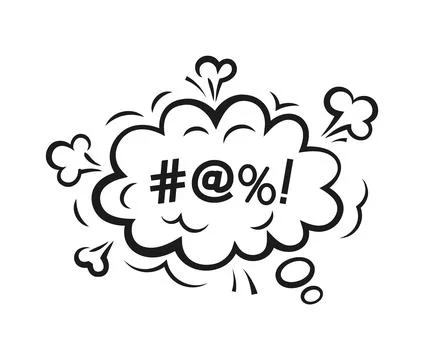 Angry bad word in speech bubble cloud, swear curse Illustration