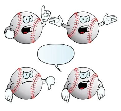 Angry baseball set Stock Illustration