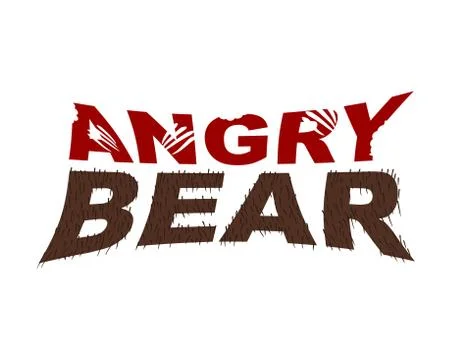 Angry Bear emblem. Bite letters. fur typography Stockillustratie
