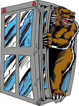 Angry Bear Escaping from Broken Cage Stock Illustration