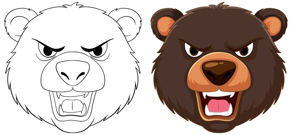 Angry Bear Faces Vector Illustration Illustrazione stock