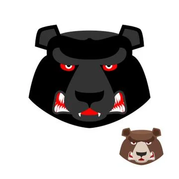 Angry bear head logo. Aggressive Grizzly on white background. Wild evil anima Stock Illustration