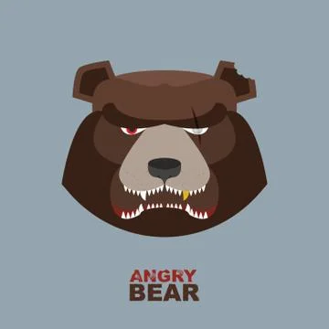 Angry bear head mascot. Bear head logo for Hockey Club Stock Illustration