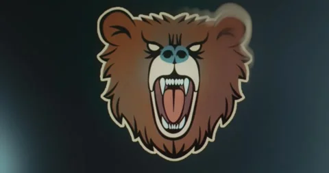 Angry Bear head with sharp teeth Stock Footage 313866392