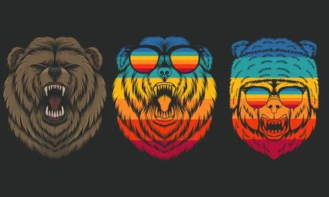 Angry Bear retro vector illustration Illustrazione stock