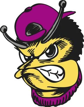 Angry Bee Mascot Head with Baseball Cap Иллюстрация