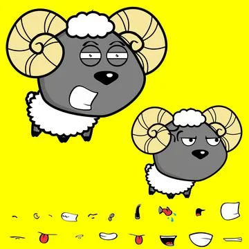 Angry big head ram character cartoon Stock Illustration