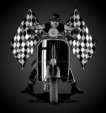 Angry biker background checkered flag Stock Illustration