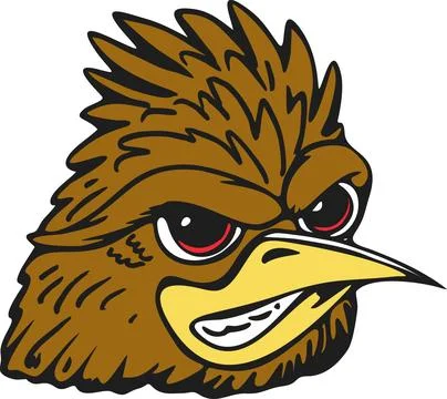 Angry Bird Mascot Head, Aggressive Cartoon Falcon Character Stock Illustration