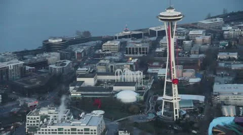 Angry Birds Space Ad on Space Needle Stock Footage 10860835