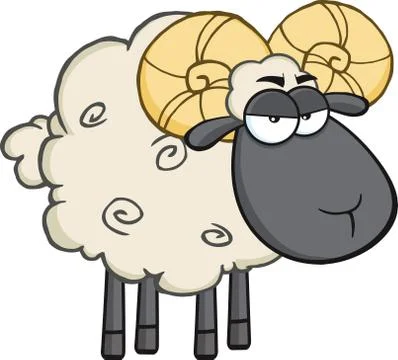 Angry Black Head Ram Sheep Cartoon Character Stock Illustration