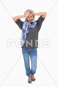 Angry blonde shouting Stock Photos