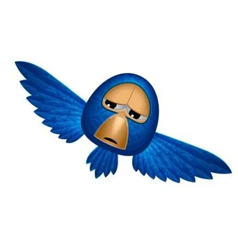 Angry blue bird soars and looks to you Stock Illustration