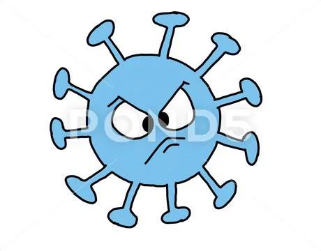 Angry blue corona cartoon character Stock Illustration