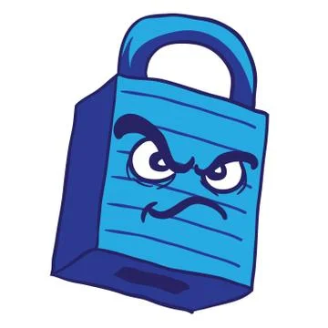 Angry blue lock Stock Illustration