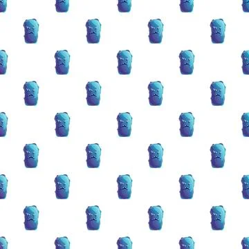 Angry blue monster characters repeating seamless pattern Illustrazione stock