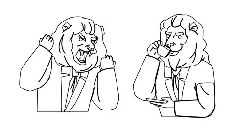 Angry boss lion vector Stock Illustration