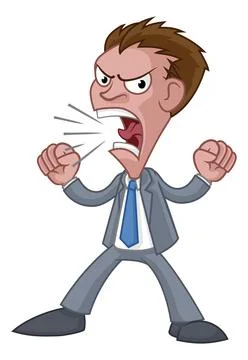 Angry Boss Office Worker In Suit Cartoon Shouting Stock Illustration
