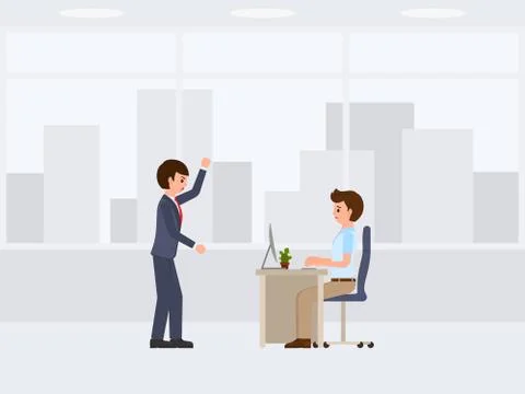 Angry boss screaming on dejected stuff cartoon character Stock Illustration